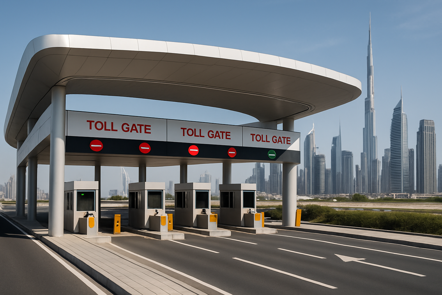 Modern toll gate infrastructure in Dubai