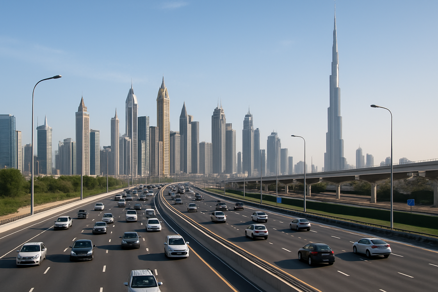 Smooth traffic flow on Dubai highway